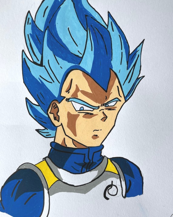 Vegeta Ultra Ego Original Art Poster - Dragon Ball Super Anime Wall Art, DBZ