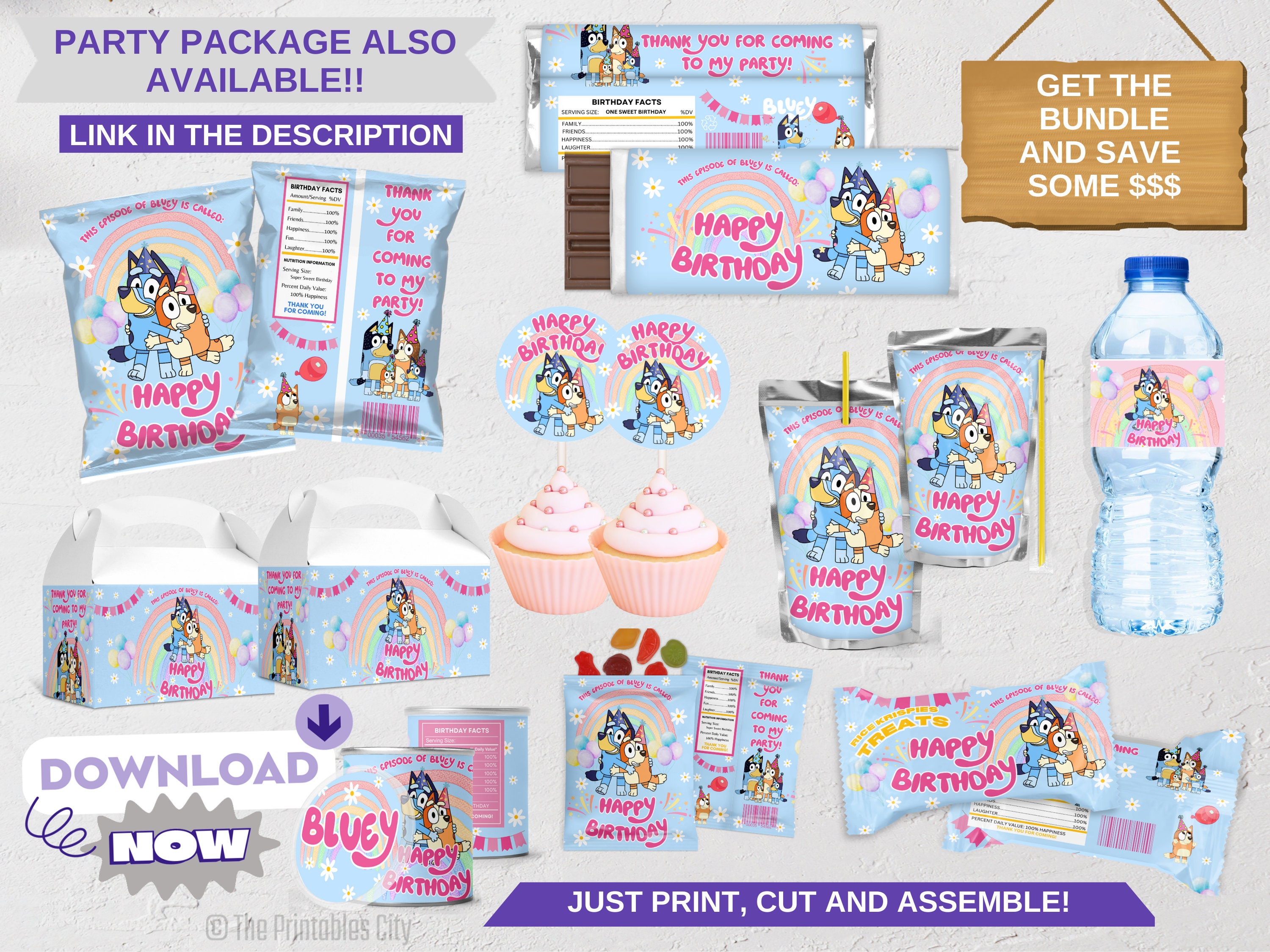 INSTANT DOWNLOAD Bluey Goody Bag Labels, Bluey Birthday Party Decor ...