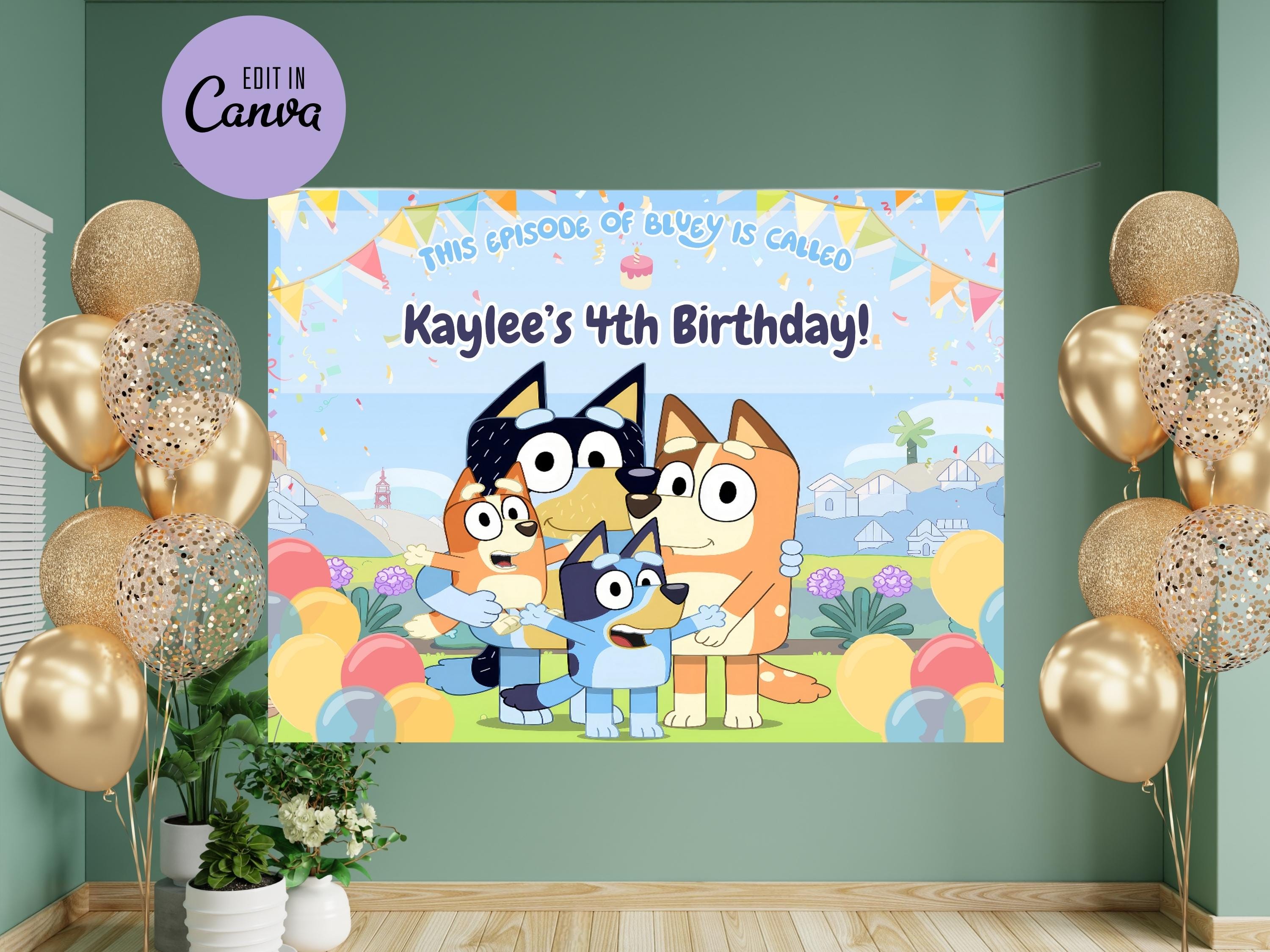 Editable Bluey Birthday Banner, Bluey Party Decor, Kids Birthday Banner ...
