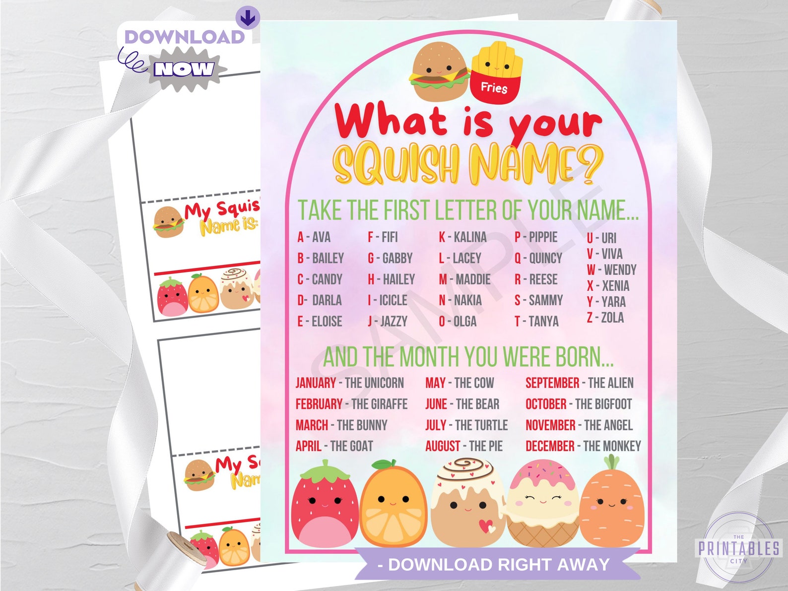 Instant Download What is Your Squishmallow Name, What is Your Squish