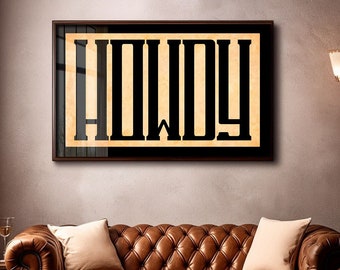 Wydruk artystyczny Howdy Typography: Wystrój rancza w stylu południowo-zachodnim (pobranie cyfrowe)
