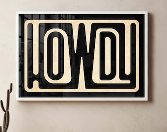 Impresión artística tipográfica "Howdy": Decoración del suroeste (descarga digital)