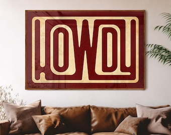 Impresión artística tipográfica "Howdy": Decoración del hogar del suroeste (descarga digital)