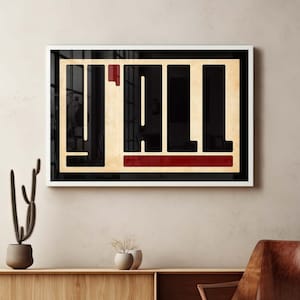 YALL print Western Decor, Southwestern Wall Art, Yall Typography Art Print, Modern Design Poster, Type Design, Southern Home Art, Ranch Wall