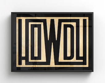Wydruk artystyczny Howdy Typography: Wystrój rancza w stylu południowo-zachodnim (pobranie cyfrowe)