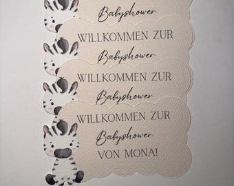 4 Zebra place cards baby shower personalized name cards baby party decoration boy girl party game city country river baby shower