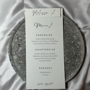 Elegante Hochzeits-Menükarte - Düğün Menüsü personalisiert  Minimalistisches Design, Tischdekoration für Hochzeit - mit Namens/Platzkarten