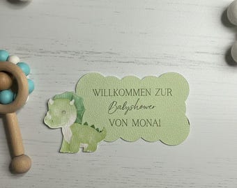 4 Dino place cards baby shower personalized name cards baby party decoration boy girl party game city country river baby shower