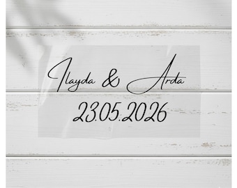 personalized vinyl sticker name + date | Kapi Süsü | Kiz Evine Hosgeldiniz | Söz | Kiz Isteme | Dügün | Nişan | Welcome sign