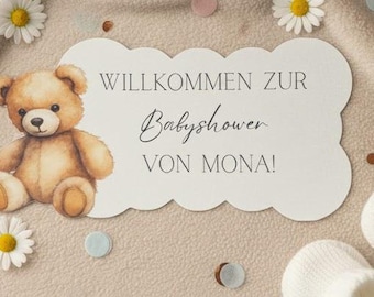 4 bear place cards baby shower personalized name cards baby party decoration boy girl party game city country river baby shower