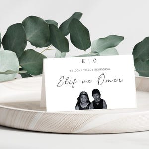 Tischkarten personalisiert mit Kindheitsbildern | Kina | Hochzeit | Nisan