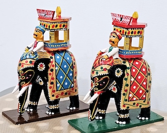 Elephant with a mounted Ambari wooden doll | kondapalli