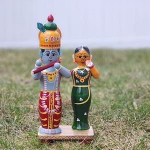 Sri Krishna and Radha etikoppaka doll