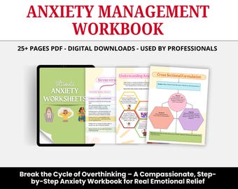 ANXIETY MEGA BUNDLE, anxiety worksheets, worksheets for teens adults, mental health workbook, anxiety reducing, therapy worksheets, dbt card