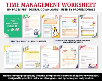 Zeitmanagement-Arbeitsblätter, Zeitmanagement-Fähigkeiten, Therapie-Arbeitsblätter, Beratung und Ressourcen, Zeitblockung, Zeitmanagement-Planer