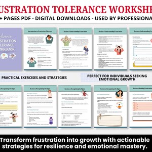 Frustration Tolerance Workbook for Kids, Emotional Regulation Worksheets, Therapy Worksheets for Children, Social Emotional Learning