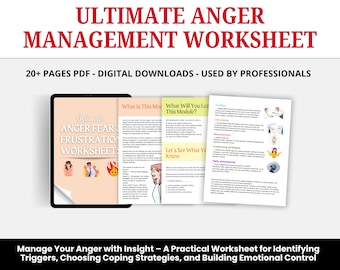 Anger management workbook therapy worksheets calming strategies Self-control,Emotional regulation worksheets,coping skills SEL self-help