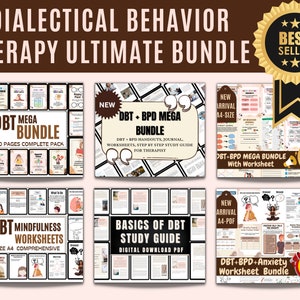 DBT MEGA BUNDLE, dbt skills, dbt workbook, therapy worksheet, counselling resources, therapy tools, mental health printable, dbt flash cards