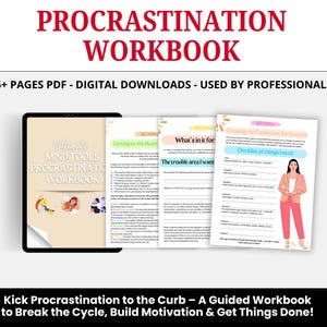 Procrastination Workbook and Psychoeducation Bundle, The Procrastination Cycle, Habit Tracking, and Making Sustainable Change
