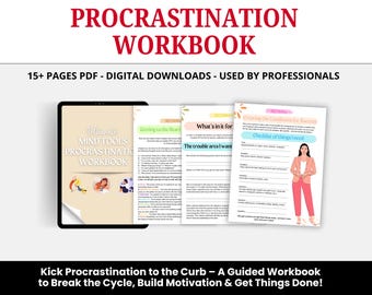 Procrastination Workbook and Psychoeducation Bundle, The Procrastination Cycle, Habit Tracking, and Making Sustainable Change