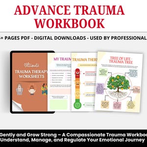 Trauma Therapy Worksheet Bundle, Trauma worksheets, PTSD Counseling Worksheet, Trauma Symptoms & Responses, Therapeutic Psychoeducation Tool