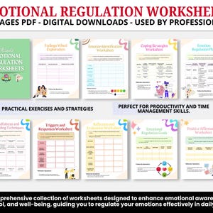 Emotional Regulation Workbook for Adults, Therapy Worksheets & Emotions Management Tools for Better Mental Health