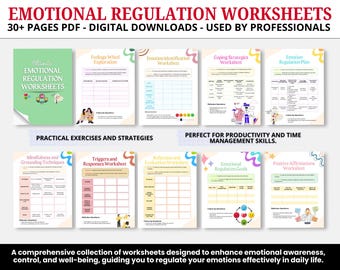 Emotional Regulation Workbook for Adults, Therapy Worksheets & Emotions Management Tools for Better Mental Health