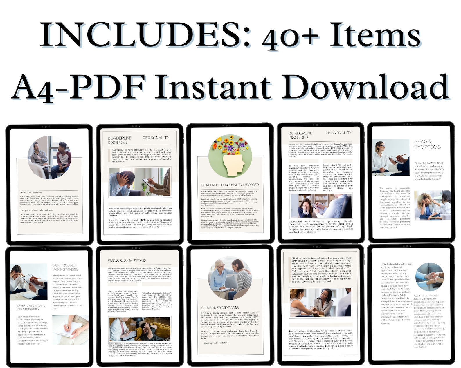 Borderline Personality Disorder Worksheets, BPD Workbook, Journal, BPD ...
