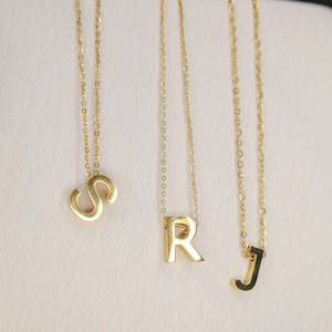 18K Gold Initial Necklace •  Personalized Necklace • Gold Initial Necklace Cable Chain • Gift for Her • Valentines Day Gift •Letter Necklace