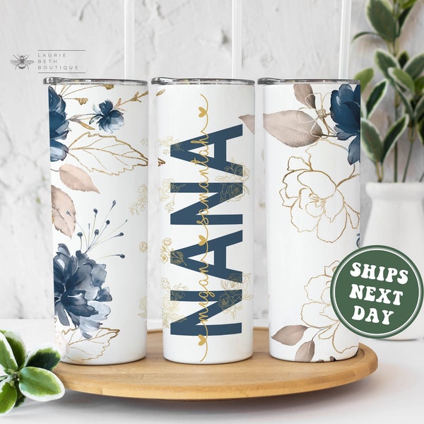 Custom Nana Tumbler, Personalized Nana Watercolor Floral Tumbler Gifts for Grandma for Mother's Day Gift for Nana Cute Nana Grandkids Names