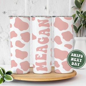 Custom Cow Print Tumbler with Name, Personalized Western Cow Print Tumbler Cowprint Cowgirl Bachelorette Bach Party Bridesmaid Gifts for Her