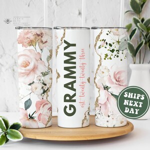 Personalized Grammy Tumbler, Custom Grandkids Names Grandma Tumbler for Grammy Mother's Day Gifts for Grandma Grammy Gifts Watercolor Floral