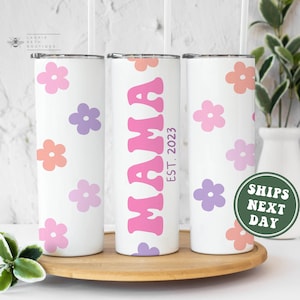 Retro Mama Tumbler, Cute Trendy Mama Daisy Tumbler Gifts for Mom for Mother's Day Gift for Mama Cute Mama Daisy Flower Tumbler To Go Cup Mug