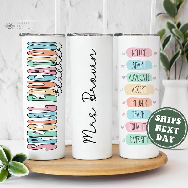 Personalized Special Education Teacher Tumbler, Custom Name Special Ed Teacher Appreciation Gifts Back to School Gifts for SPED Teacher Gift