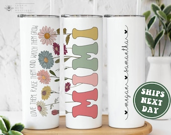 Personalized Mimi Tumbler, Custom Mimi Tumbler Grandkids Names Mother&#39;s Day Gifts for Mimi Gifts for Mimi from Grandchildren Vintage Flower