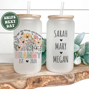 Custom Grammy Cup, Personalized Grammy Mug Gifts for Grammy for Mother&#39;s Day from Grandkid&#39;s Grammy Flower Cup Grammy Iced Coffee Cup