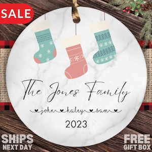 Personalized Family Christmas Ornament, Custom Name Year Family Stocking Christmas Ornament Gifts Family Christmas Tree Personalized Names