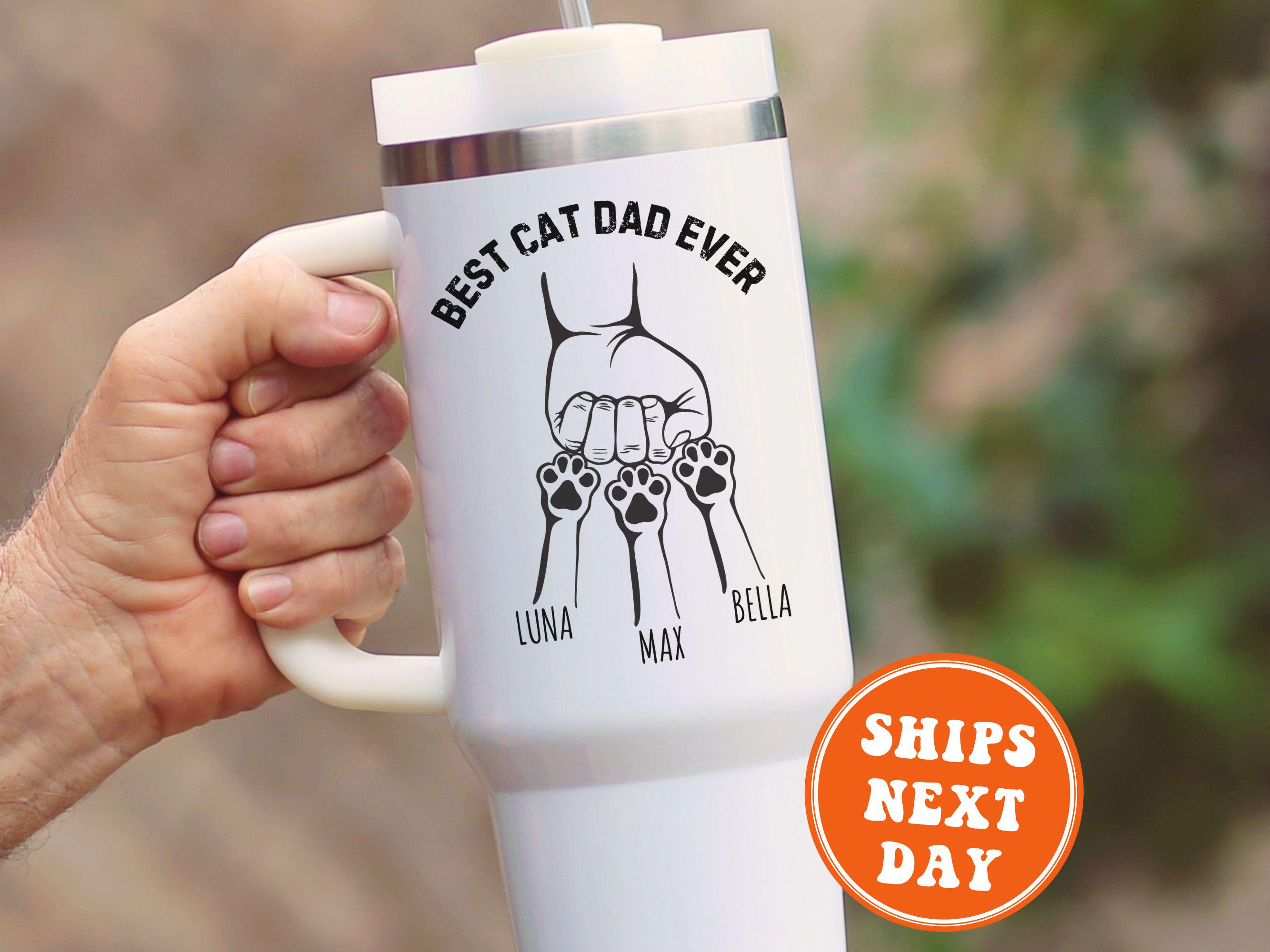 Custom Cat Dad Tumbler, Personalized 40oz Tumbler for Cat Dad Gifts for Cat Dad for Father's Day Gift for Cat Dad Travel Mug Cat Dad Cup