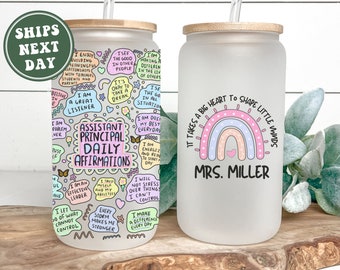 Assistant Principal Glass Cup, Personalized Assistant Principal Frosted Glass Tumbler Mug Gifts for Assistant Principal Appreciation Gifts