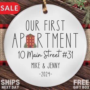 Personalized Apartment Ornament, Custom Address Names Year First Apartment Christmas Ornament Gifts First Apartment First Christmas Together