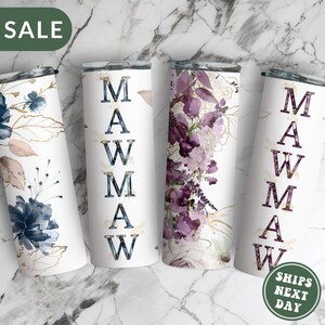 Floral MawMaw Tumbler, Watercolor Floral MawMaw 20 oz Tumbler with Straw Gifts for Mother&#39;s Day Gifts Mawmaw Grandma Birthday Gift To Go Mug