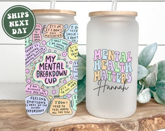 Personalized Mental Breakdown Tumbler, Custom My Mental Breakdown Iced Coffee Cup Mug Funny Mental Health Awareness Gifts Mental Health Gift