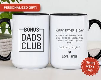 Personalized Bonus Dad Mug, Custom Bonus Dad Coffee Cup from Stepkids for Father&#39;s Day Mug Gift for Step Dad Personalized Gift for Bonus Dad