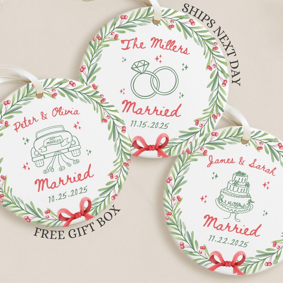 Custom Wedding Ornament, Personalized Married Ornament Gifts for Married Couple Wedding Gifts First Christmas Married Ornament Keepsake - Etsy
