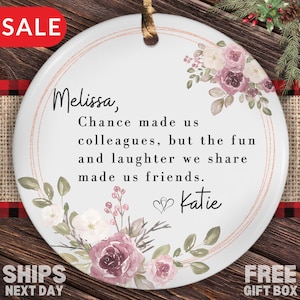 Personalized Coworker Ornament, Custom Colleague Best Friend Christmas Ornament Gifts for Work Best Friend Coworker Office Friend Last Day