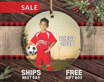 Custom Soccer Christmas Ornament Personalized Photo Soccer Christmas Ornament Sports Ornament Kid's Soccer Ornament Custom Photo Soccer Gift