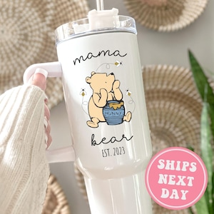 Gobelet maman ours 40 oz, cadeaux personnalisés maman ours Mug de voyage maman ours Cadeaux de fête des mères pour maman ours gobelet avec anse tasse maman ours
