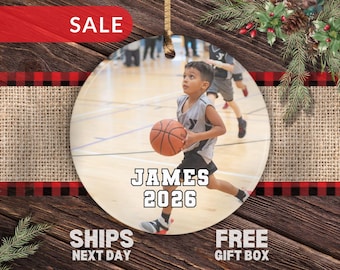 Custom Basketball Christmas Ornament, Basketball Photo Christmas Ornament Sports Ornament Basketball Ornament Custom Photo Basketball Gift
