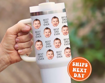 Custom Dad Tumbler,  Baby Face Tumbler Dad Gift for Dad for Father's Day Gift for Daddy from Kids Baby Custom Photo Mug Cup Dad Travel Mug