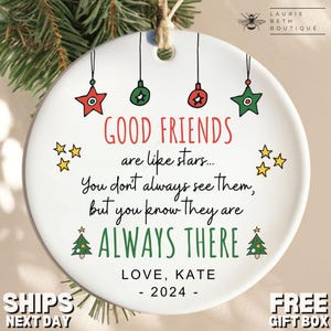 Friendship Ornament Personalized Friendship Christmas Ornament Gift for Best Friend Thank You Best Friend Christmas Gifts Friends Like Stars